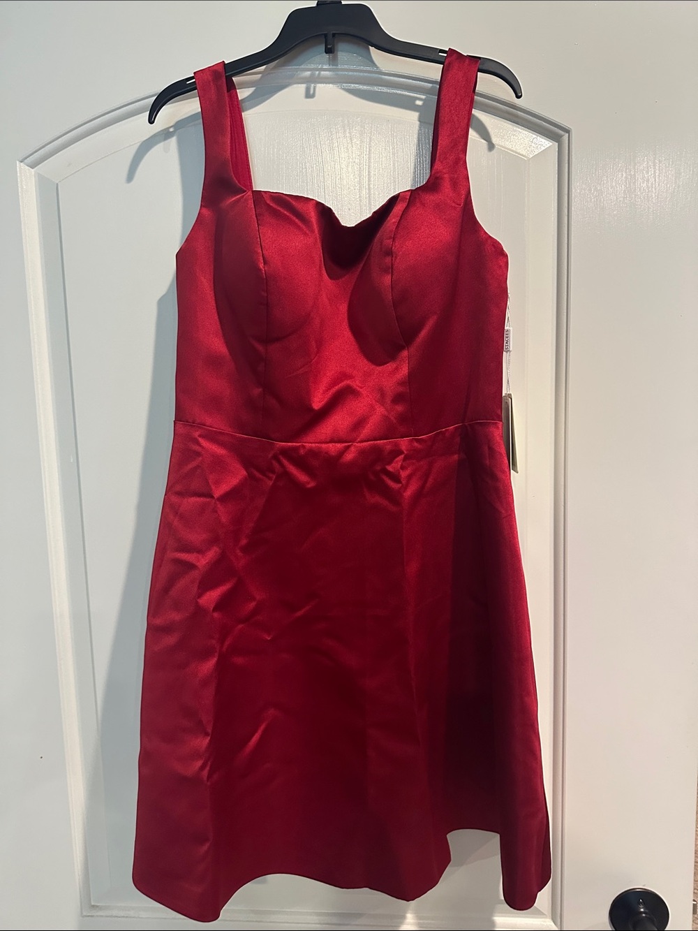 Red Sleeveless Satin Fit & Flare Dress